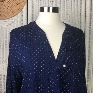 Woman Within Blouse Navy Long Sleeve N W/O T